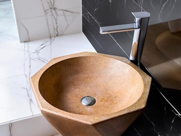 حوض حوض رخامي ثماني الاضلاع، حجر بيج، حوض منضدة الحمام