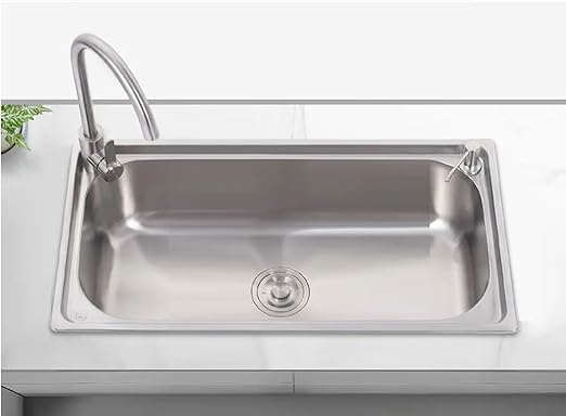 حوض مطبخ من الستانلس ستيل كود شامسي من ايجيبت فيرست (خلاط بفتحتين 46.5 × 56.5 بدون تصريف)