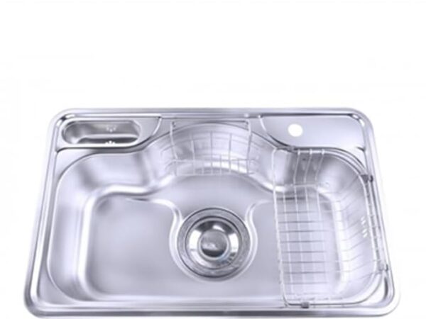 حوض مطبخ من الفولاذ المقاوم للصدأ، لون فضي، مقاس 48 × 75 سم، NDJIS 750 من بيوريتي