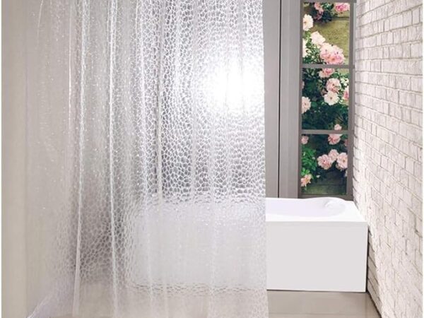 ستارة دش حمام مقاومة للماء ثلاثية الابعاد شفافة بابعاد 1.8 × متر 2 مناسبة لتزيين المنزل، البوليستر، سادة، من هاوس هولد، 180 200 سم