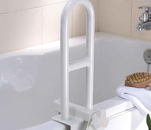 قضيب حوض الاستحمام سانت جورج - ابيض، حديث، مفيد، ستيل، مطاط، مطلي بمسحوق